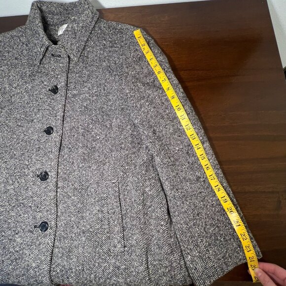 Tweed Heavy Long Overcoat Trench Coat Wool Teacher Academia Preppy Money Large - Picture 12 of 12